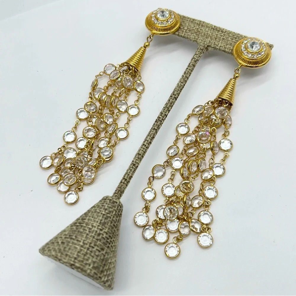 Swarovski Crystal Bezel Fringe Earrings